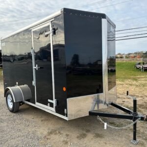 Car Mate 6 x 12 V-Nose Sportster Cargo Trailer – Ramp Door