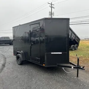 Homesteader 6 x 12 V-Nose Enclosed Trailer – Black Trim