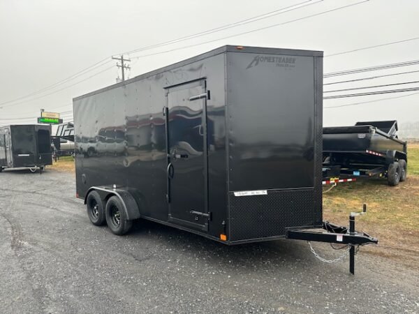 Homesteader 7 x 16 V-Nose Enclosed Cargo Trailer – Black Trim