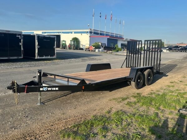 BWise 7 x 18 Equipment Trailer – Split Landscape Ramp