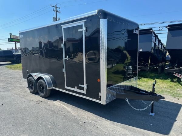 Car Mate 7 x 16 Enclosed Cargo Trailer – Matte Black Wheels - Image 4