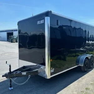 Car Mate 7 x 16 Enclosed Cargo Trailer – Matte Black Wheels