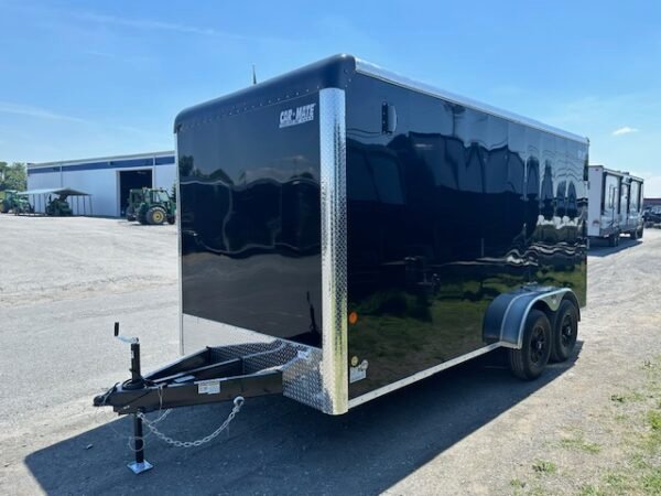Car Mate 7 x 16 Enclosed Cargo Trailer – Matte Black Wheels