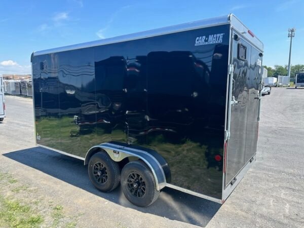 Car Mate 7 x 16 Enclosed Cargo Trailer – Matte Black Wheels - Image 5