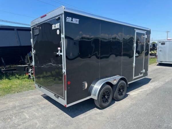 Car Mate 7 x 16 Enclosed Cargo Trailer – Matte Black Wheels - Image 7