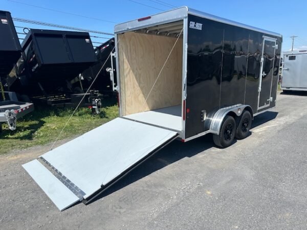 Car Mate 7 x 16 Enclosed Cargo Trailer – Matte Black Wheels - Image 8