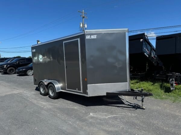 Car Mate 7 x 14 V-Nose Enclosed Cargo Trailer – 12” Added Height