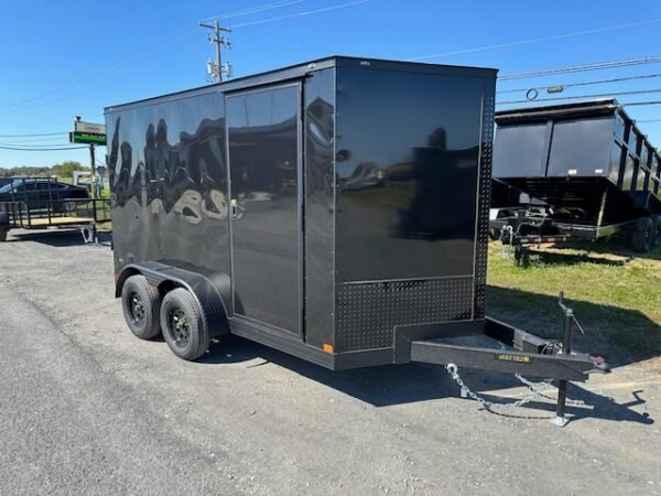 Covered Wagon 7 x 12 Enclosed Cargo Trailer – Black Trim