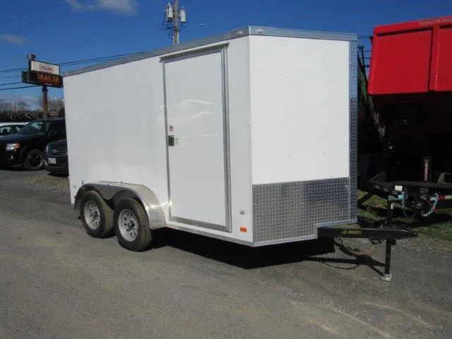 Covered Wagon 7’x12′ Enclosed V-Nose Cargo Trailer — Barn Doors