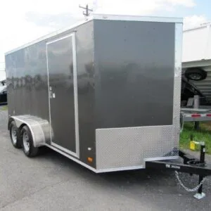 Covered Wagon 7’x14′ Enclosed V-Nose Cargo Trailer — Barn Doors