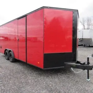 Covered Wagon 8.5 x 20 Enclosed V-Nose Car Hauler- Black Trim