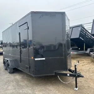 Homesteader 7 x 16 V-Nose Enclosed Cargo Trailer – Black Trim OHV