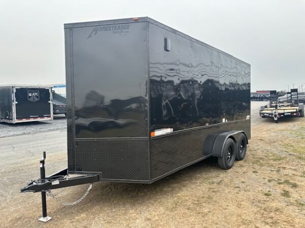 Homesteader 7 x 16 V-Nose Enclosed Cargo Trailer – Black Trim OHV - Image 4