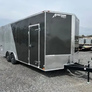 Homesteader 8.5 x 20 V-Nose Enclosed Car Hauler – Aluminum Wheels