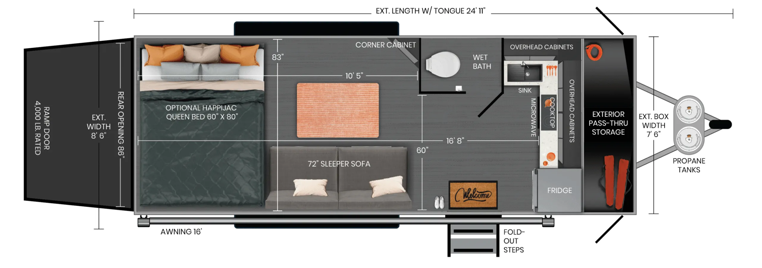 ATC 7.5 x 20 Aluminum Travel Trailer Toy Hauler – PLA 450 - Image 16